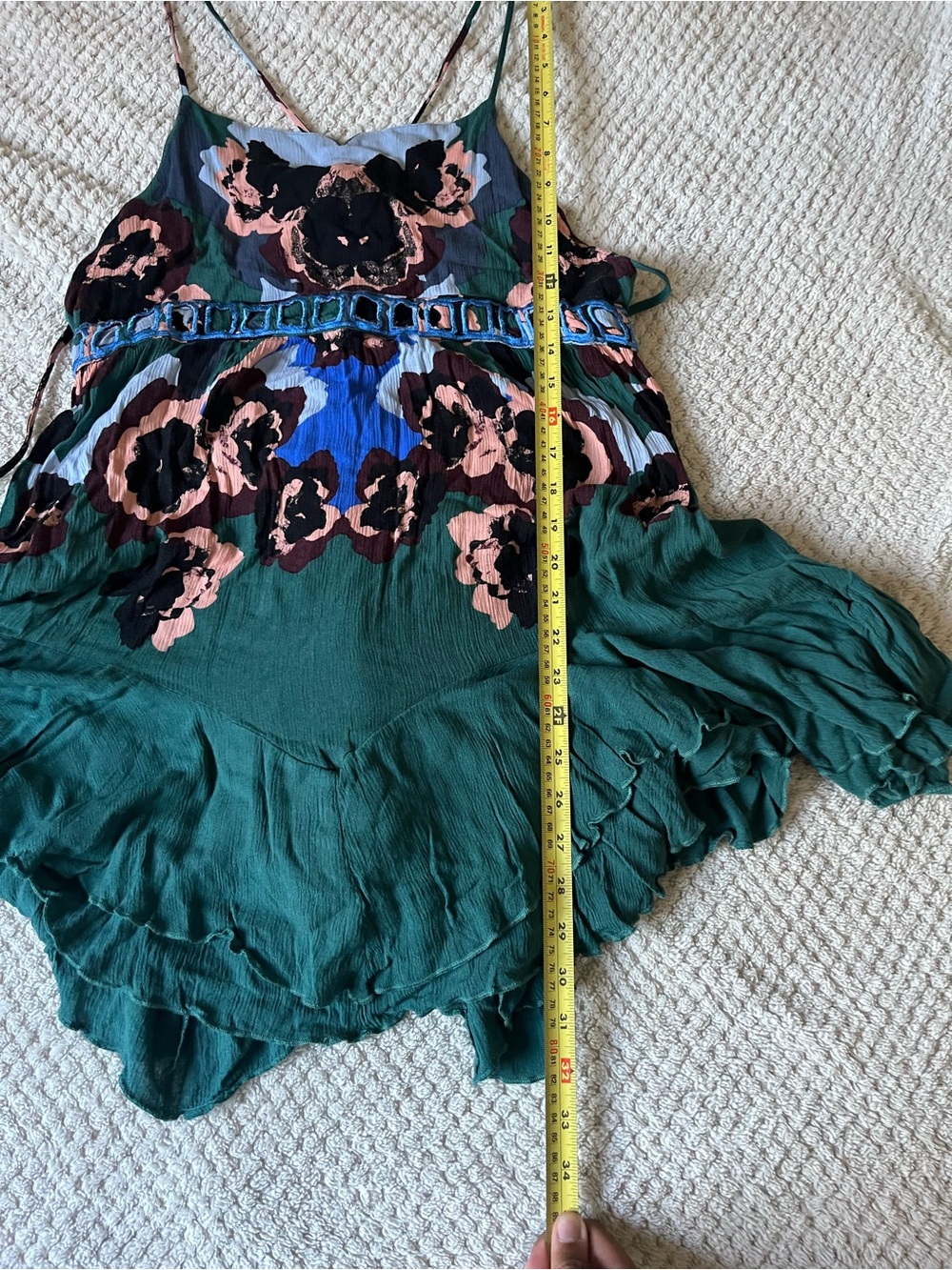 Free People “intimately” Teal Floral sweet lucy slip Mini Dress - Picture 12 of 12